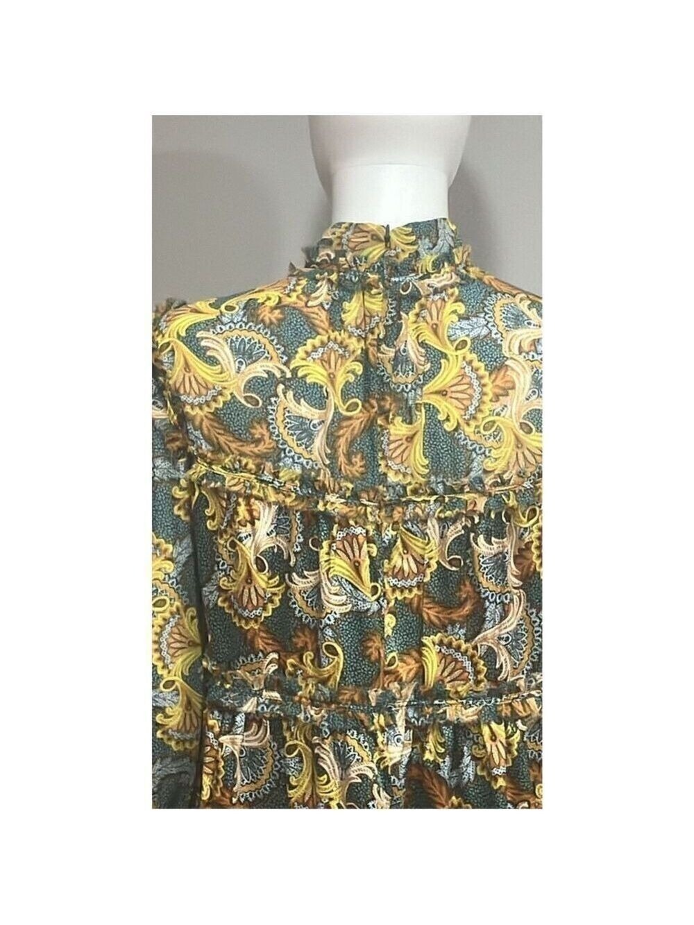 Cinq a Sept Brady Paisley Ruffle Tiered Babydoll Dress Size 6 - Picture 15 of 16